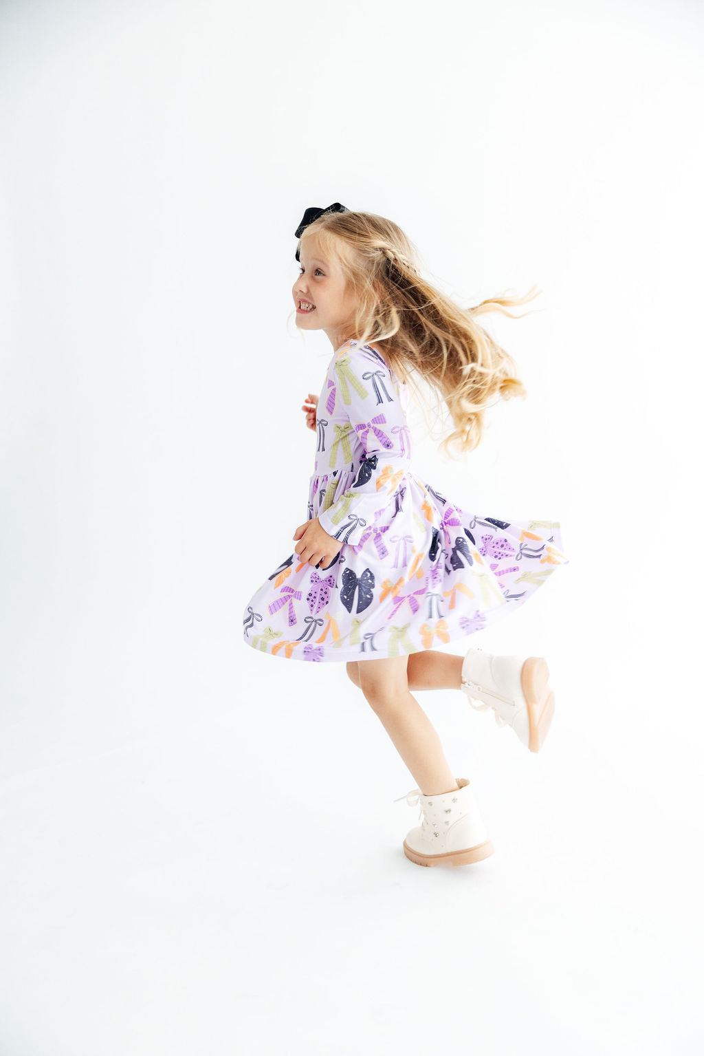 Tied with a Boo Lavender L/S Pocket Twirl Dress