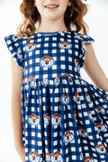 Auburn Plaid Aubie Flutter Twirl Dress