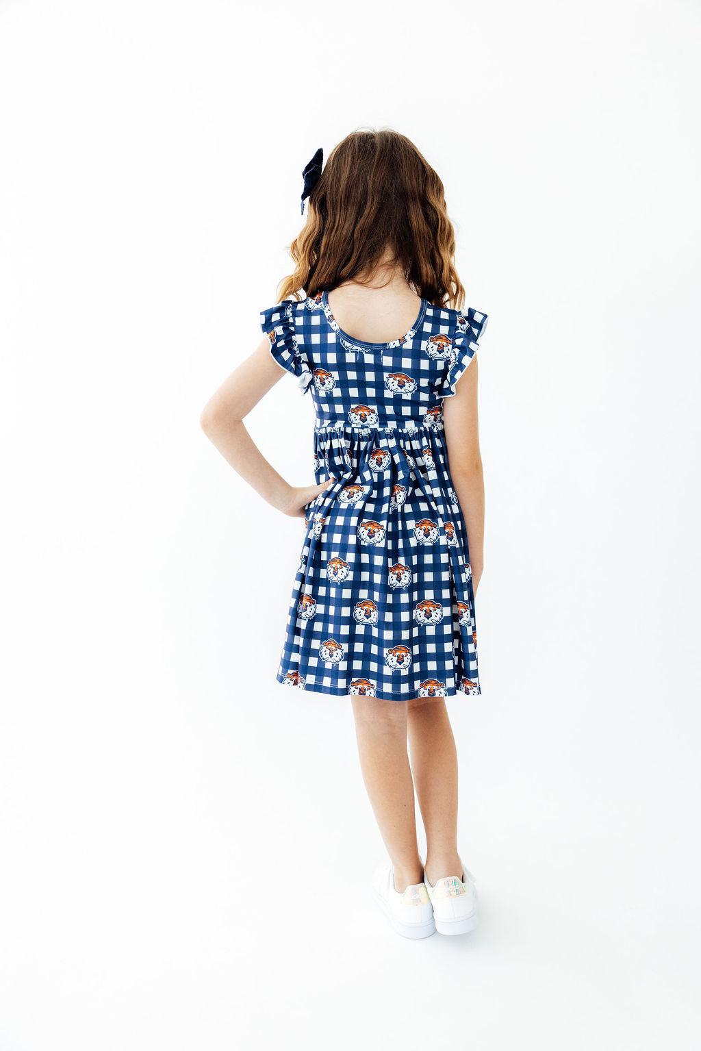 Auburn Plaid Aubie Flutter Twirl Dress