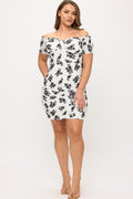 Monroe Muse Off-Shoulder Ruched Mini Dress – Plus Size Bodycon Dress