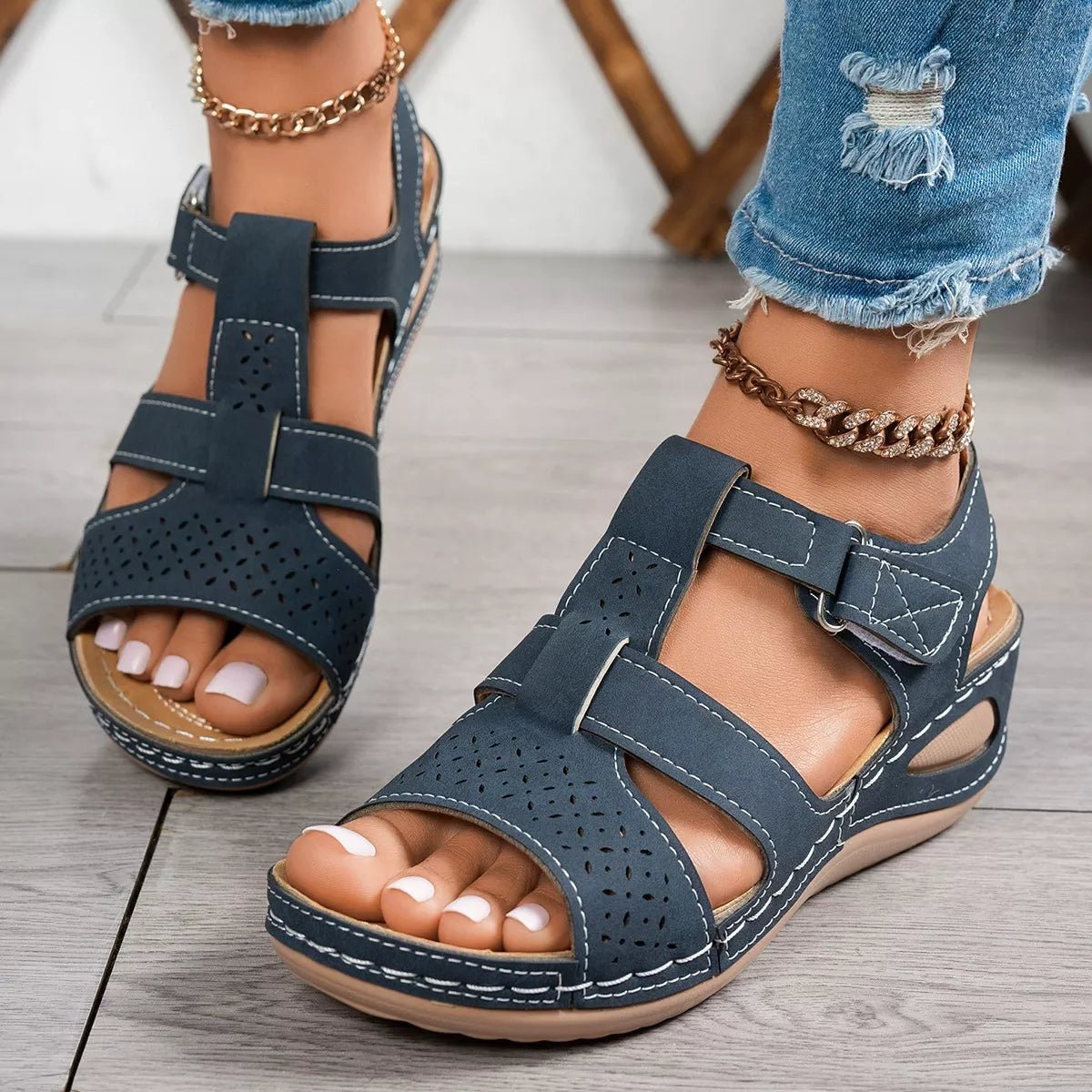 Open Toe Wedge Sandals - DRL Fashion | Women & Men's Clothing