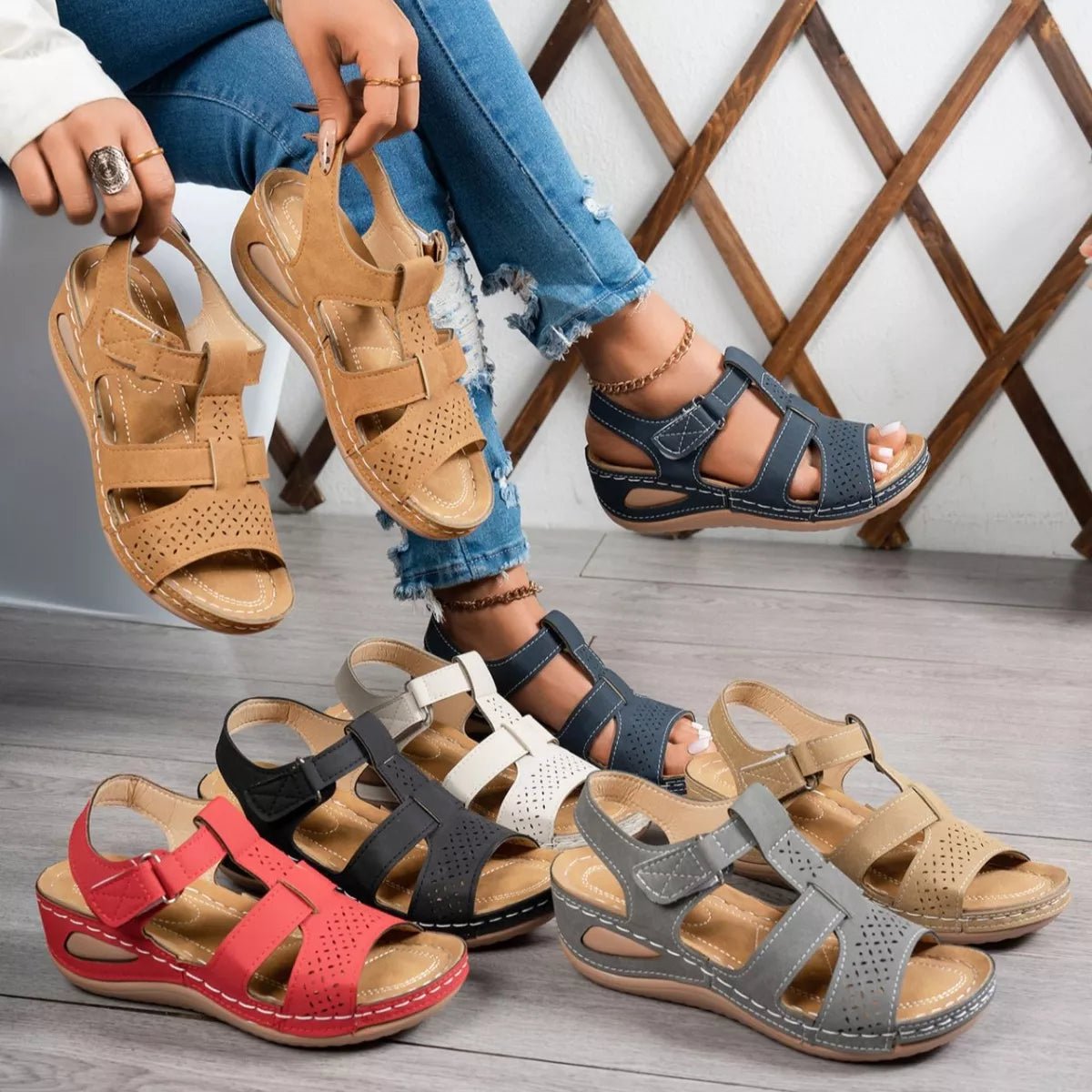 Open Toe Wedge Sandals - DRL Fashion | Women & Men's Clothing