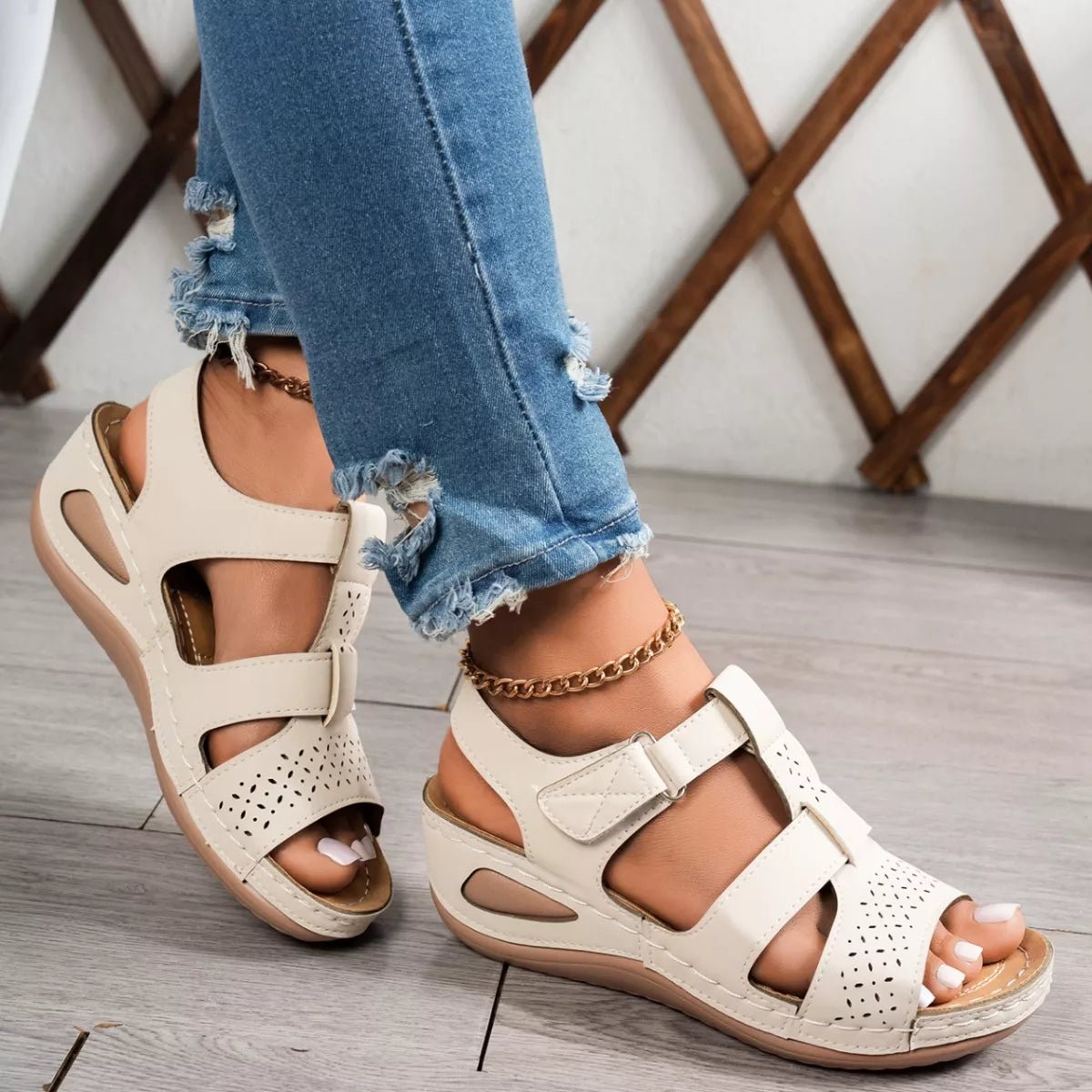 Open Toe Wedge Sandals - DRL Fashion | Women & Men's Clothing