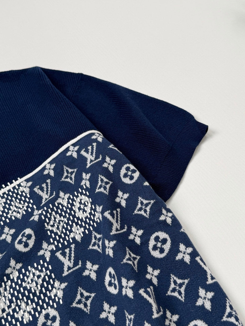 LV Jacquard Knit Crew Neck T-Shirt
